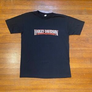 Vtg 90s Harley Davidson USA Engine Building by Herb Black T Shirt Large Mens M
